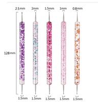 Ensemble de 5 pinceaux à double embout en acrylique avec strass et cristaux pour la décoration de salon, kit d'outils de manucure, peinture au gel UV, stylo à points pour nail art