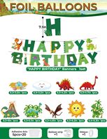 Kit d'arche de ballons personnalisée sur le thème des dinosaures avec bannière Dino et bannière Joyeux Anniversaire, ballons jungle pour enfants garçons