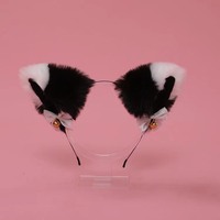 Maskerade Halloween Katzenohren Kunstfell Plüsch Cosplay Stirnband Damen Anime Party Kostüm Zubehör Schleife Glocke für Kostüme