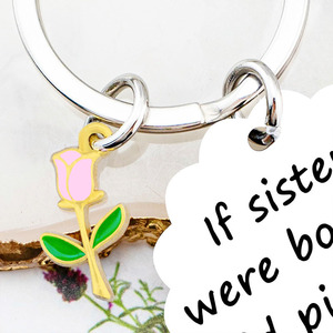 Portachiavi Personalizzato in Acciaio Inossidabile con Ciondolo a Fiore di Ciliegio, Accessorio Moda, Regalo di Compleanno per Sorella e Amiche - Product Image 6