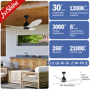 1stshine Ventilateur de plafond décoratif blanc 3 pales en plastique Vitesse du vent réglable Ventilateur de plafond haut sans lumière - Product Image 1