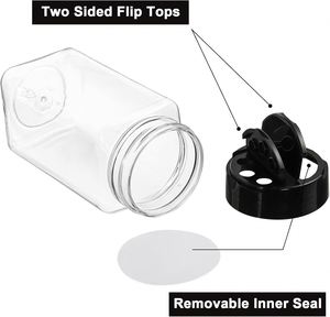 Small 4oz Square Eco-Friendly Food Grade Sea Salt Seasoning Packaging PET Plastic Bottle Clear Spice Container Black Butterfly - Product Image 3