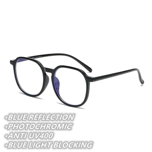 <span class=keywords><strong>Gafas</strong></span> Fotocromáticas Anti Luz Azul 2026, Montura Redonda Grande TR90, Lentes Ópticas Negras Anti Reflejo para Mujer, Modelo Qingqing - Product Image 2