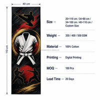 Serviette de sport en coton 100% personnalisée avec impression numérique pour combattants de karaté, faible MOQ accepté, impression de logo personnalisée, directement de l'usine