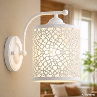 Applique murale moderne blanche à col de cygne avec abat-jour en forme de tambour pour bureau, salon, coiffeuse, chambre et couloir