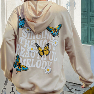 2023 hiver Offre Spéciale 100% coton sweats impression personnalisée Vintage lavé Streetwear femmes sweats à capuche - Product Image 3