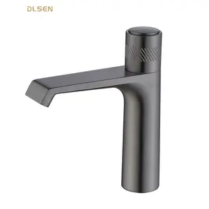 Luxury basin faucet bathroom hand wheel rotated handle hot and cold rotate basin mixer tap faucet grey