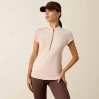 Camiseta de equitación ligera para mujer, tejido de punto reciclado, mangas cortas, paneles laterales de malla, alta transpirabilidad, para todo el día.