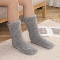 Chaussettes thermiques épaissies femmes hiver chaud maison doux épaissi Plus velours dormir anti-dérapant sol pantoufle chaussette