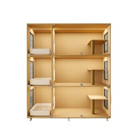 Cage et Niche pour Chat en Bois Massif avec Vitrine en Verre et Isolation Thermique pour Utilisation en Extérieur, Salon ou Villa pour Chat