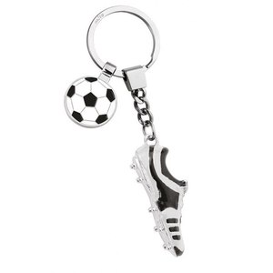 Porte-clés en forme de chaussure de football argentée, charme de ballon de football noir et blanc, chaîne en métal pour les fans de sport, cadeau - Product Image 3