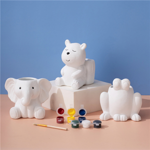 Nuovo arrivo cute lion bear ceramic art and craft kids edicational diy drawing painting kit toys - Product Image 3