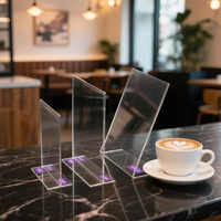 Support de présentation de table en acrylique transparent pour menu, brochure, magazine, porte-documents, organisateur de bureau, logo personnalisable