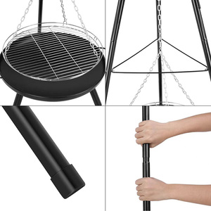 <span class=keywords><strong>Brasero</strong></span> de barbecue polyvalent pour l'extérieur, avec trépied <span class=keywords><strong>vertical</strong></span> réglable, gril à charbon suspendu, foyer de camping - Product Image 4
