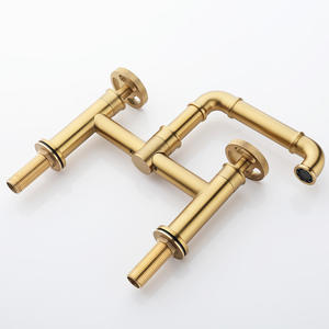 <span class=keywords><strong>Rubinetti</strong></span> lavello <span class=keywords><strong>2</strong></span> fori doppio manico moderno miscelatore <span class=keywords><strong>lavabo</strong></span> in oro cromato - Product Image 5