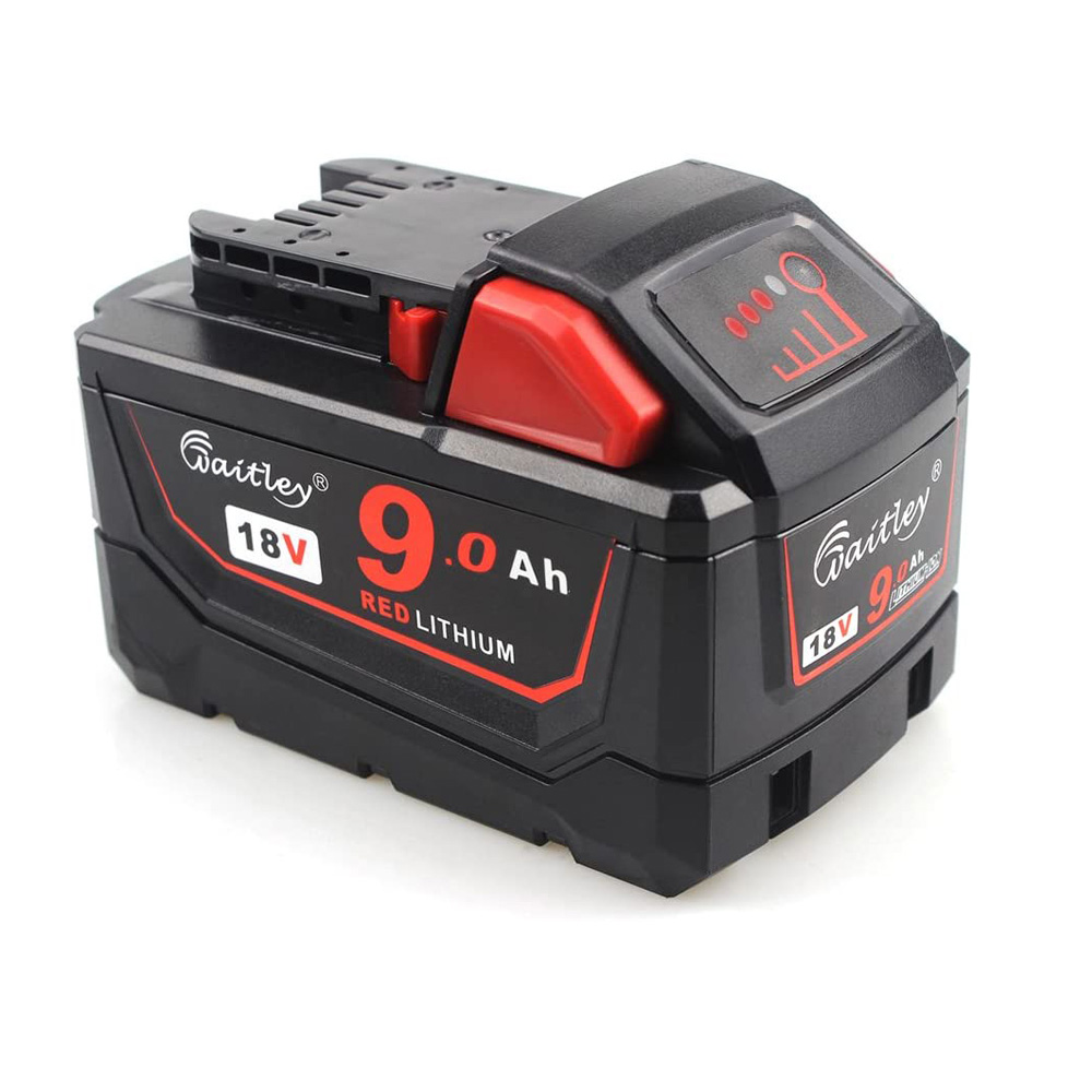 Waitley 18V 9000mAh Replacemet Lithium ion 9Ah Power Tool Battery for Milwaukee Xc M18 M18B Cordless Tools Batteries