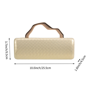 Sac de soirée élégant tissé pour femme, pochette à poignée supérieure originale avec chaîne détachable, idéal pour banquets et mariages - Product Image 6