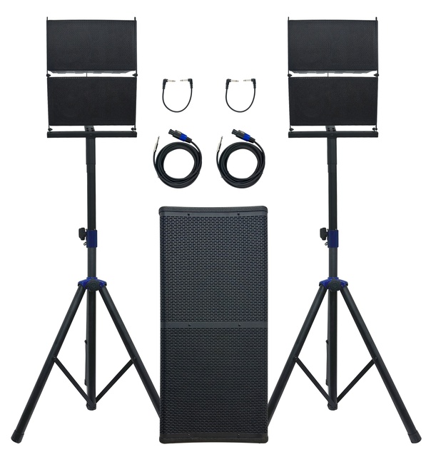 2000W High Powered Professional Audio PA Speaker System Dual 12" Active Subwoofer 2 Satellite BT Karaoke Sets AC Portable Mini
