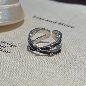 S925 Pure Silver Drop Glazed Cross <b>Ring</b> Simple and Fashionable Niche Design Medieval Vintage Zircon <b>Open</b> Adjustable <b>Ring</b> - Product Image 5