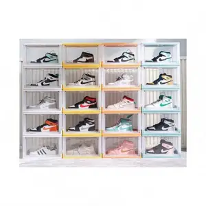 저장 신발 플라스틱 쌓을 수있는 투명 상자 투명 홈 아크릴/Pp 도매 이동식 폴란드어 장식 쉬운 3 신발 상자