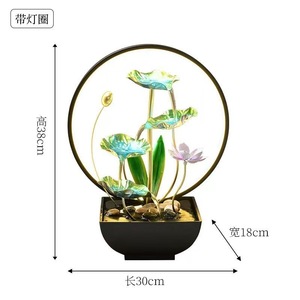 Fontaine d'eau créative en forme de lotus avec anneau lumineux LED pour la décoration de la maison, cadeau pour le salon - Product Image 5