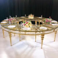 Table ronde blanche transparente de style moderne table de banquet en verre fendu d'acier inoxydable pour les mariages et les hôtels d'événement