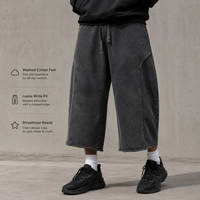 Pantalon de jogging ample en coton délavé noir vintage pour homme – Style streetwear