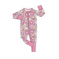 Combinaison une pièce en bambou pour bébé Halloween Grenouillère à fermeture éclair pour enfants et filles à manches longues et motif citrouille