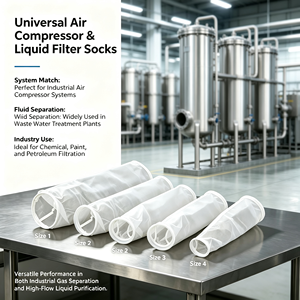 Nouvelles chaussettes filtrantes industrielles en fibres synthétiques 1, 5, 10 microns haute efficacité pour compresseur <span class=keywords><strong>d</strong></span>'<span class=keywords><strong>air</strong></span>, en polyester PP soudé - Product Image 2