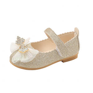 Zapatos <span class=keywords><strong>de</strong></span> Tacón Bajo con Cristales, Estilo Princesa para Niñas, Primavera-Otoño, con Lazo, Suela Suave <span class=keywords><strong>de</strong></span> Cuero - Product Image 5
