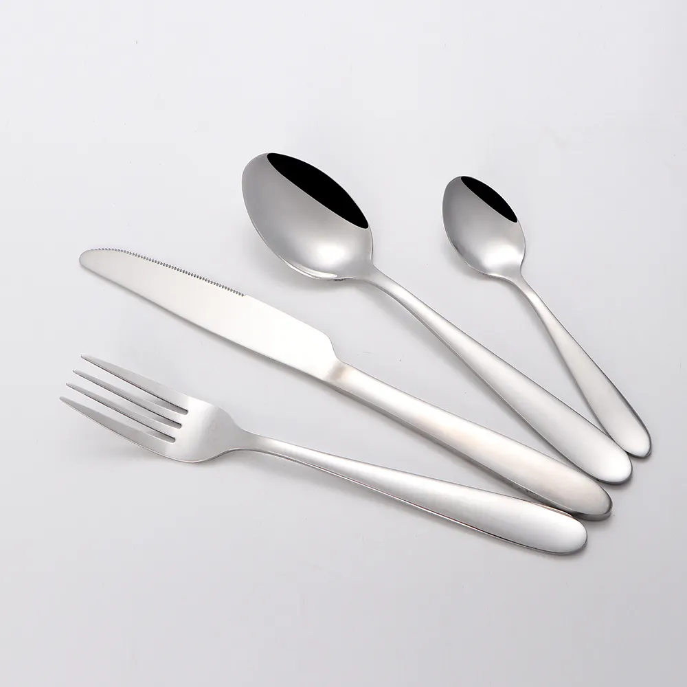 Set sendok garpu perak Modern 2024 Matte, sendok garpu dan Set peralatan makan perak