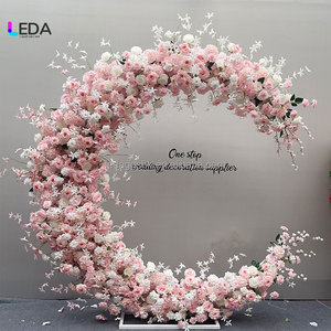 LEDA New Arrival Moon Shaped Flower Arch with <b>Stand</b> Artificial White Pink Rose <b>Backdrop</b> for Wedding Stage Decoration - Product Image 5