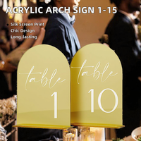 Moderne Acryl-Tischnummernschilder mit Bogen für Hochzeiten und Muttertag, Goldfolie, Umweltfreundliche Tischkarten für Empfänge, Partys und Bankette