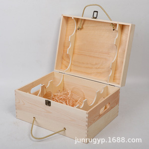 Wooden Wine Box Pine Wood 6 <b>Bottle</b> <b>Flip</b> <b>Top</b> Beverage Packaging Natural Color Rectangle Shape - Product Image 4