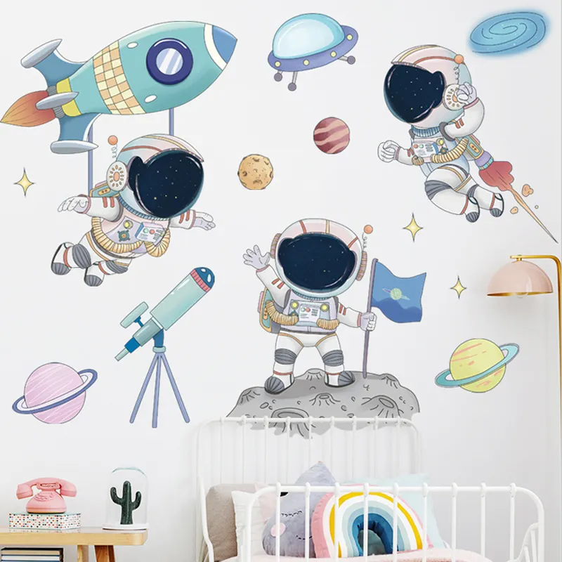 Space 3d stereo wall stickers cartoon planet baby nursery sticker decal wall