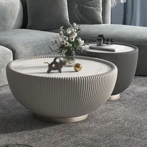 Living Room Household Size Circular Rock Plate Tea Table Wholesale Metal Indoor Living Room Furniture Coffee End Table