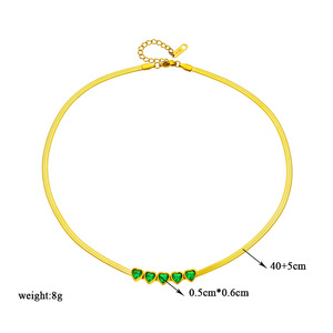 European American Minimalist Gold Tone Emerald Heart Zircon Necklace <b>Bracelet</b> <b>Set</b> For Gift Fashion Jewelry - Product Image 5