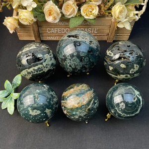 Esfera de <span class=keywords><strong>Jaspe</strong></span> Oceánico de Cristal Natural de Alta Calidad con Drusa para Decoración y Regalo - Product Image 5