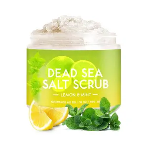 Exfoliating Lemon Oil Dead Sea Salt Face Body Scrub Anti-Cellulite Tones Helps Oily Skin Acne Ingrown Hairs Dead Skin Removal