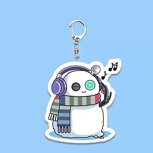 Porte-clés en acrylique mignon motif bonhomme de neige de dessin animé, idéal pour les fans, comme ornement de sac ou cadeau de merchandising pour étudiants, disponible en gros. - Product Image 3