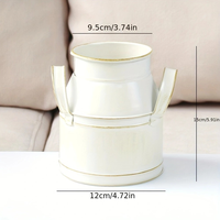 Vas Bunga Kering Gaya Pitcher Susu Vintage, Pot Bunga Gaya Pitcher Dua Pegangan, Dekorasi Bunga Buatan, Ember Bunga