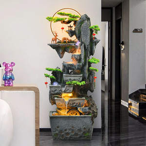 Fontaine d'eau en fibre de verre éclairée par LED imperméable de style rocaille chinoise de luxe, ornement de paysage, décoration de sol, cadeau pour la maison ou le bureau - Product Image 4