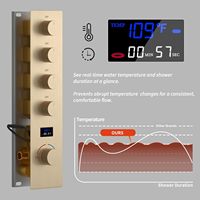 Mitigeur de douche thermostatique multifonction 4 fonctions en laiton brossé doré avec vanne inverseur