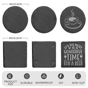 Venda Por Atacado Fábrica De Venda Natural Em Branco Preto Gravura Coasters Ardósia Quadrado Redondo Granel Bebida Café Bar Copo Coasters - Product Image 5