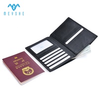 Usine personnalisé luxe noir tissage en peau de mouton doux voyage passeport couverture et portefeuille porte-carte mode ID accessoire
