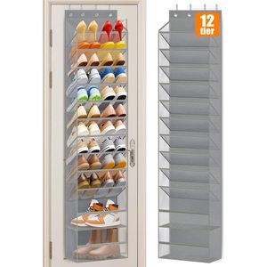 12 Tier Over The Door <b>Shoe</b> Organizer Breathable Mesh Hanging Rack For Closet <b>Storage</b> <b>Shoe</b> Holder Fit 24 Pairs - Product Image 1