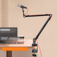 Support de microphone pliable en alliage d'aluminium 3/8 5/8 avec bras articulé rotatif à 360° compatible pour diffusion en direct