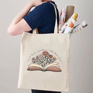 Women's Custom Printed Logo Flower-Design Rock Style Washable Closure <b>Canvas</b> <b>Tote</b> Shoulder Bag Reusable Travel Shopping Bag for - Product Image 1