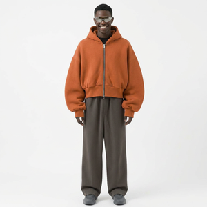 Haute Qualité Streetwear Surdimensionné Poids Lourd Boxy Crop 100% Coton Grand Sweat À Capuche Double Couche Hommes 500 Gsm Zip up Hoodies - Product Image 1