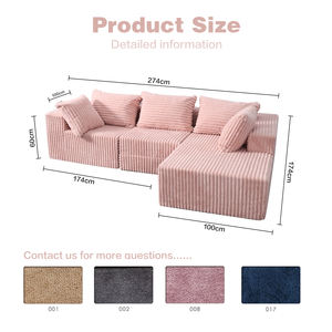 Nuevo sofá de espuma rosa de 3 asientos, sofá cama seccional en forma de U, sofá moderno y cómodo para sala de estar con cama extraíble - Product Image 5